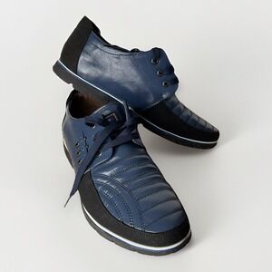 Casual lace up Mens 8,5  Sports Shoes  Blue Black Leather Suede